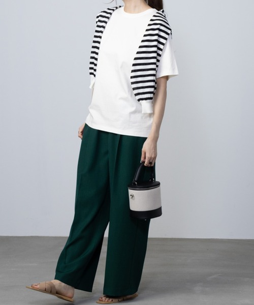 NAVY(ネイビー)の「NAVY 抗菌・UVカット・紫外線対策 ベーシッククルーTシャツ(Tシャツ/カットソー・レディース・ベージュ/ホワイト/ブラック/ネイビー/ブルーグリーン・M/L/XL/S)」の15枚目の写真