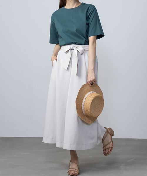 NAVY(ネイビー)の「NAVY 抗菌・UVカット・紫外線対策 ベーシッククルーTシャツ(Tシャツ/カットソー・レディース・ベージュ/ホワイト/ブラック/ネイビー/ブルーグリーン・M/L/XL/S)」の10枚目の写真