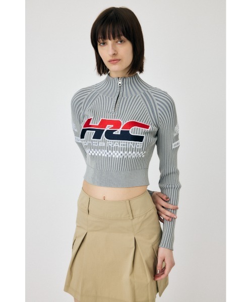 MOUSSY（マウジー）の「HONDA CROPPED KNIT トップス（ニット/セーター・レディース・ネイビー/オフホワイト/グレー・FREE）」の7枚目の写真