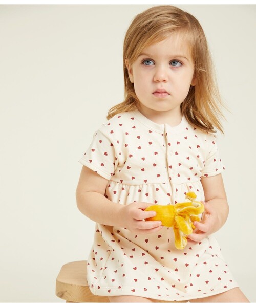 PETIT BATEAU(プチバトー)の「ハートプリントドレスボディ(ワンピース・キッズ・ホワイト系その他・12MONTH/6MONTH/18MONTH)」の4枚目の写真