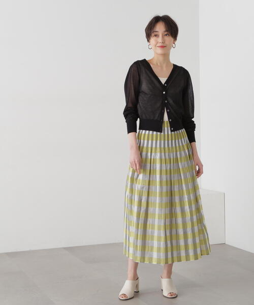 N.（N. Natural Beauty Basic）（エヌエヌナチュラルビューティーベーシック）の「◆ウエストプリーツチェックスカート（スカート・レディース・グリーン系その他/イエロー系その他・MEDIUM）」の8枚目の写真