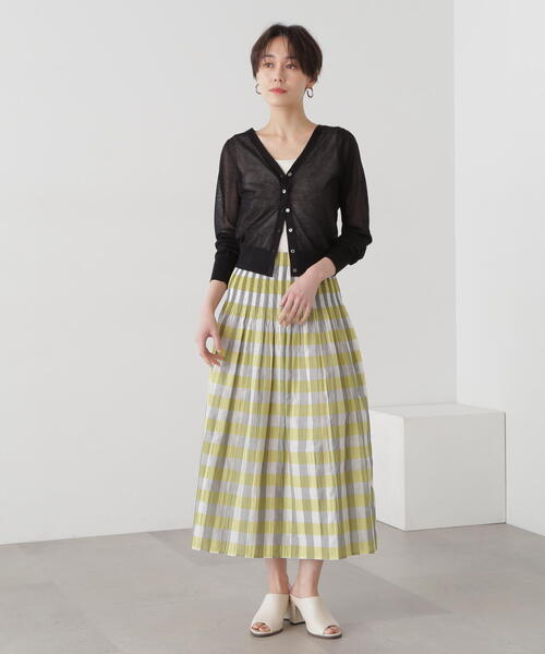 N.（N. Natural Beauty Basic）（エヌエヌナチュラルビューティーベーシック）の「◆ウエストプリーツチェックスカート（スカート・レディース・グリーン系その他/イエロー系その他・MEDIUM）」の10枚目の写真