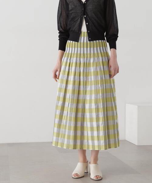 N.（N. Natural Beauty Basic）（エヌエヌナチュラルビューティーベーシック）の「◆ウエストプリーツチェックスカート（スカート・レディース・グリーン系その他/イエロー系その他・MEDIUM）」の11枚目の写真