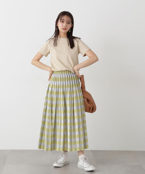 N.（N. Natural Beauty Basic）（エヌエヌナチュラルビューティーベーシック）の「◆ウエストプリーツチェックスカート（スカート・レディース・グリーン系その他/イエロー系その他・MEDIUM）」の19枚目の写真