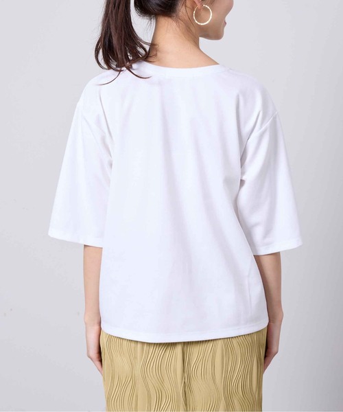 Chez toi(シェトワ)の「立体ロゴ袖スリットポンチプルオーバー(Tシャツ/カットソー・レディース・ネイビー/オフホワイト/アイボリー・FREE)」の13枚目の写真