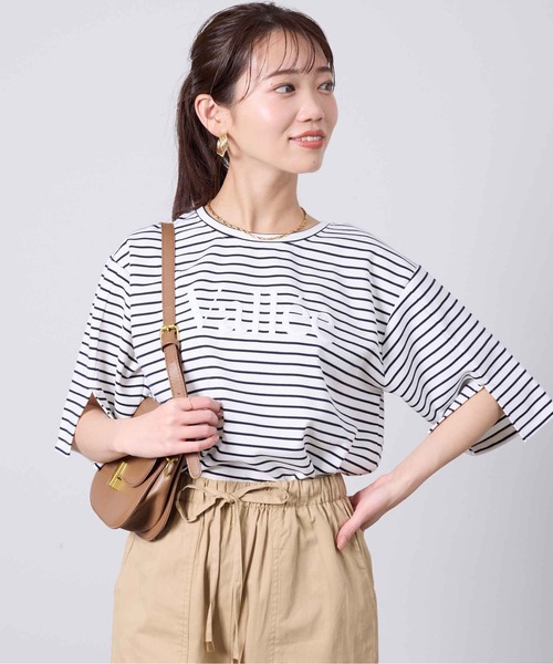 Chez toi(シェトワ)の「立体ロゴ袖スリットポンチプルオーバー(Tシャツ/カットソー・レディース・ネイビー/オフホワイト/アイボリー・FREE)」の18枚目の写真