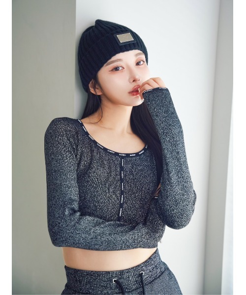 Darich（ダーリッチ）の「ジャガードロゴラメニットトップス（ニット/セーター・レディース・グレー/ブラック/ホワイト・FREE）」の9枚目の写真