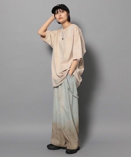 Anui（アニュイ）の「【UNISEX/2サイズ展開】ピグメントステッチTシャツ（Tシャツ/カットソー・レディース・チャコールグレー/ベージュ/ピンク・LARGE/MEDIUM）」の6枚目の写真