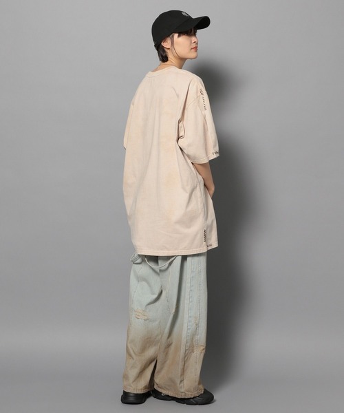 Anui（アニュイ）の「【UNISEX/2サイズ展開】ピグメントステッチTシャツ（Tシャツ/カットソー・レディース・チャコールグレー/ベージュ/ピンク・LARGE/MEDIUM）」の7枚目の写真