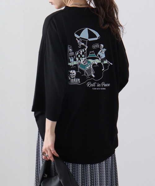 FUNALIVE(ファンアライブ)の「スカル柄刺繍+プリント半袖Tシャツアソート(Tシャツ/カットソー・メンズ・ホワイト/グリーン/ブラック系1/レンガ/ブラック系2/ブラック/ホワイト系1/サックスブルー/ホワイト系2・M/L)」の7枚目の写真