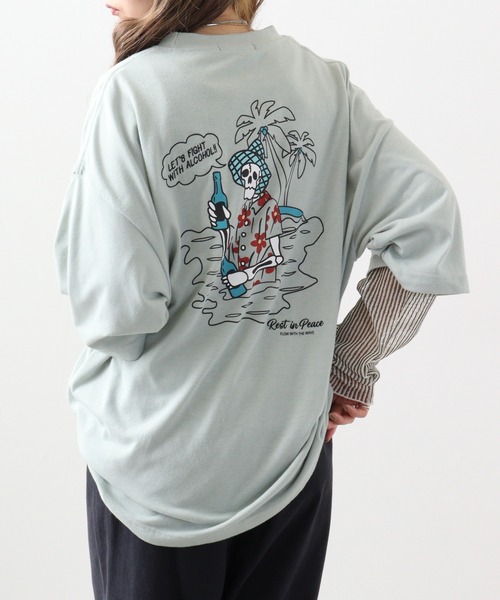 FUNALIVE(ファンアライブ)の「スカル柄刺繍+プリント半袖Tシャツアソート(Tシャツ/カットソー・メンズ・ホワイト/グリーン/ブラック系1/レンガ/ブラック系2/ブラック/ホワイト系1/サックスブルー/ホワイト系2・M/L)」の14枚目の写真