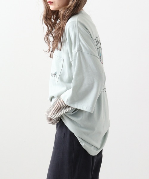 FUNALIVE(ファンアライブ)の「スカル柄刺繍+プリント半袖Tシャツアソート(Tシャツ/カットソー・メンズ・ホワイト/グリーン/ブラック系1/レンガ/ブラック系2/ブラック/ホワイト系1/サックスブルー/ホワイト系2・M/L)」の13枚目の写真