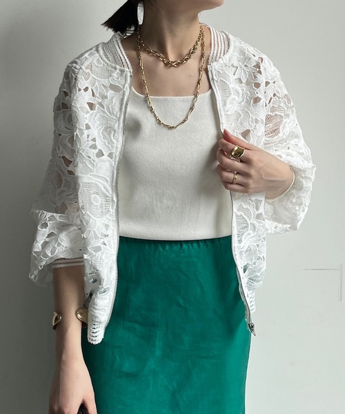 DouDou（ドゥドゥ）の「【WEB限定】フラワーレースシアーブルゾン（その他アウター・レディース・ホワイト/ブラック・FREE）」の11枚目の写真