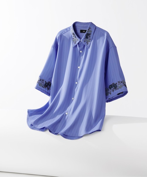 HARE（ハレ）の「【SET UP対応 イージーケア】TOROMIシシュウシャツSS(HARE)（シャツ/ブラウス・メンズ・ブルー/ホワイト/ブラック/パープル/グレー/ブルー系その他/ホワイト系その他/ダークブラウン/グレー系その他/ブルー系その他2/ブラック系その他・SMALL/MEDIUM）」の10枚目の写真