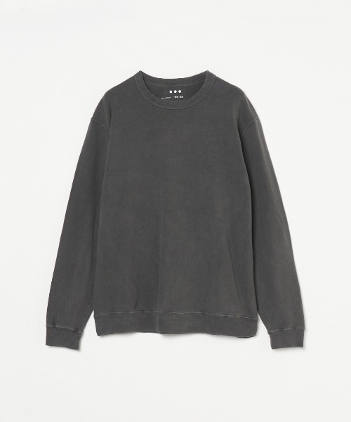 three dots(スリードッツ)の「ピグメントダイ オーガニックコットン 長袖クルーネック(Tシャツ/カットソー・メンズ・チャコールグレー/ブルー/イエロー・MEDIUM/LARGE/SMALL)」の2枚目の写真