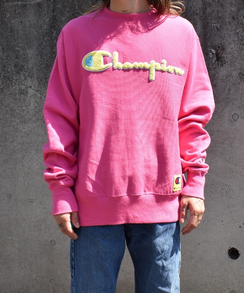 リバースウィーブChampion ピンク クルーネック トレーナー
