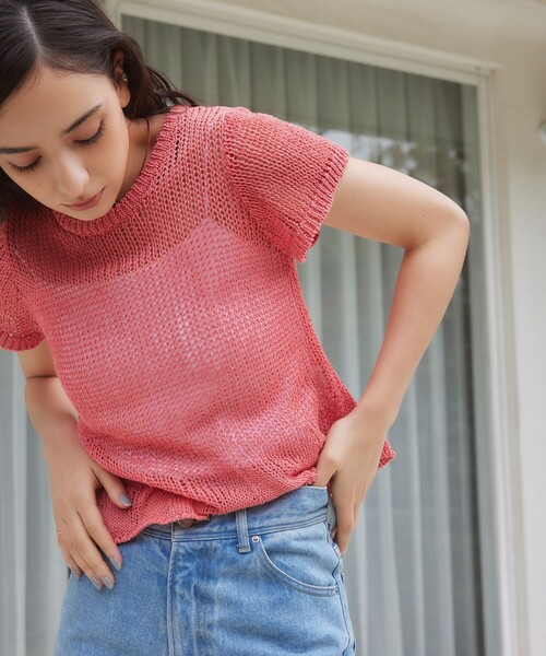 EMMEL REFINES(エメルリファインズ)の「<EMMEL REFINES>EM HW クルーネック メッシュ ニット プルオーバー(ニット/セーター・レディース・ナチュラル/ターコイズブルー/ピンク・FREE)」の15枚目の写真