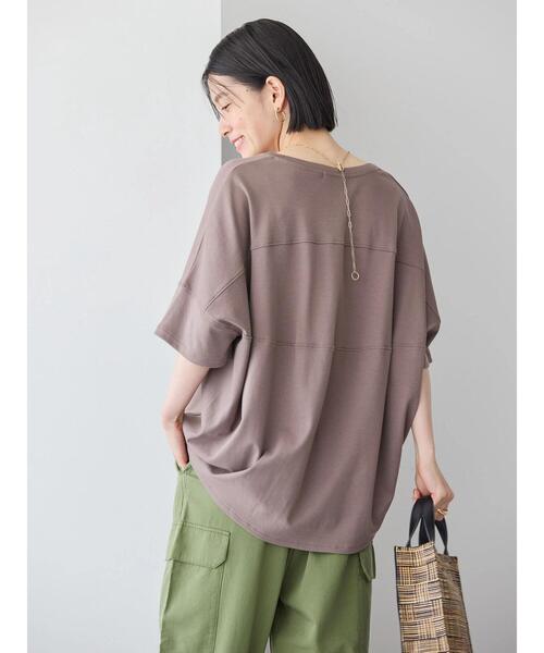 AMERICAN HOLIC(アメリカンホリック)の「UVカット+接触冷感 コクーンカットプルオーバー(Tシャツ/カットソー・レディース・グリーン/オフホワイト/ブルー/チャコールグレー/グレイッシュベージュ/モカ/ブラック・M/L)」の4枚目の写真