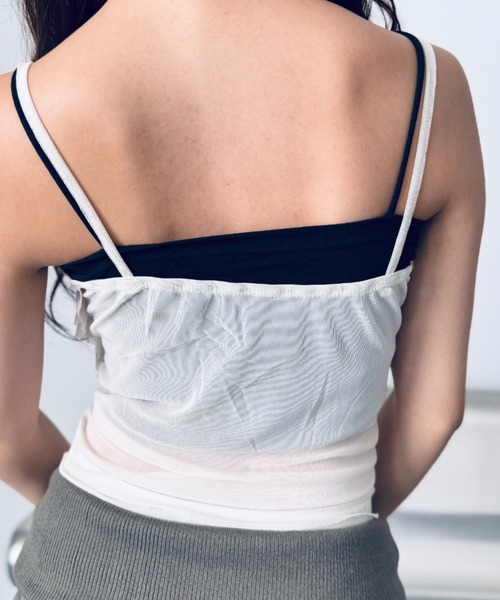 シアー】フリルベージュキャミ（キャミソール）｜Y2K SYNAPSE FACTORY