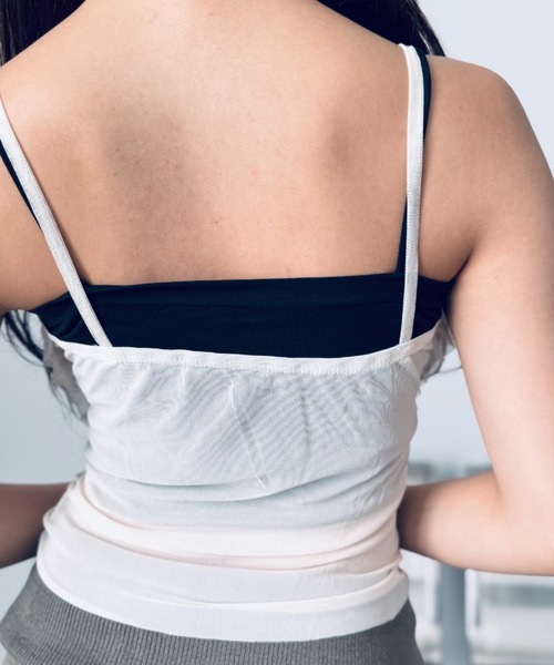 セール】【シアー】フリルベージュキャミ（キャミソール）｜Y2K