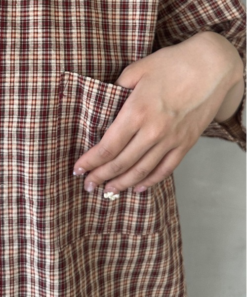 シアサッカーチェックシャツ