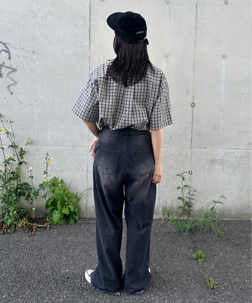 シアサッカーチェックシャツ