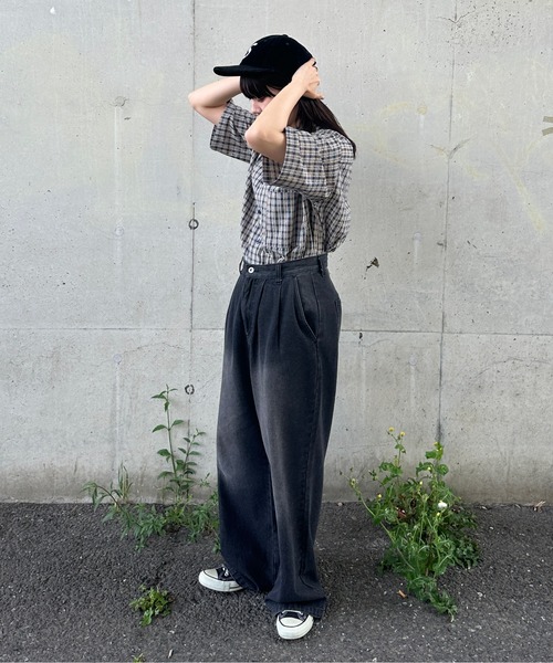 kutir（クティール）の「シアサッカーチェックシャツ（シャツ/ブラウス・レディース・ブルー/グリーン/レッド/ホワイト/イエロー/ブラック/ライトブルー・FREE）」の18枚目の写真