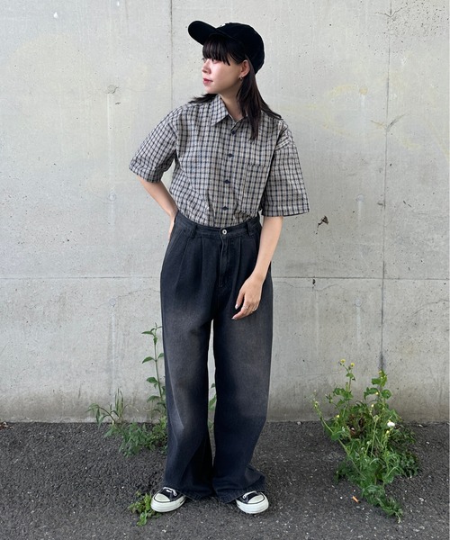 kutir（クティール）の「シアサッカーチェックシャツ（シャツ/ブラウス・レディース・ブルー/グリーン/レッド/ホワイト/イエロー/ブラック/ライトブルー・FREE）」の17枚目の写真