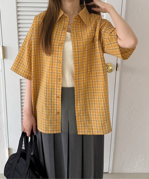 シアサッカーチェックシャツ（シャツ/ブラウス）｜kutir（クティール