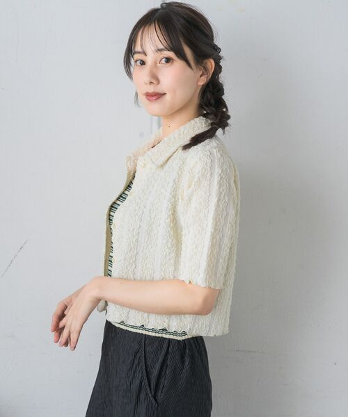 RETRO GIRL（レトロガール）の「5分袖ジャガードカーデ（カーディガン/ボレロ・レディース・ブルー/ナチュラル/ブラック/レッド・FREE）」の18枚目の写真