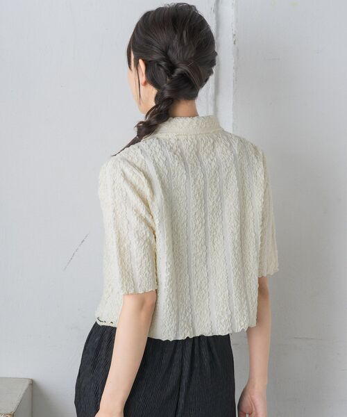 RETRO GIRL（レトロガール）の「5分袖ジャガードカーデ（カーディガン/ボレロ・レディース・ブルー/ナチュラル/ブラック/レッド・FREE）」の17枚目の写真