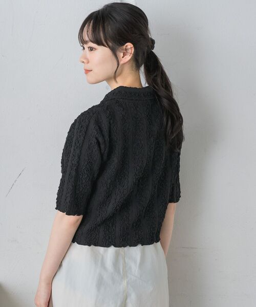 RETRO GIRL（レトロガール）の「5分袖ジャガードカーデ（カーディガン/ボレロ・レディース・ブルー/ナチュラル/ブラック/レッド・FREE）」の9枚目の写真