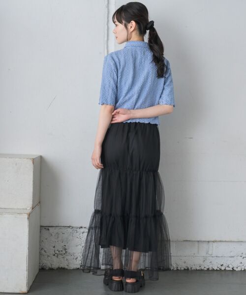 RETRO GIRL（レトロガール）の「5分袖ジャガードカーデ（カーディガン/ボレロ・レディース・ブルー/ナチュラル/ブラック/レッド・FREE）」の5枚目の写真