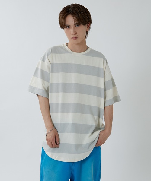 improves(インプローブス)の「ワイドボーダー オーバーサイズ 半袖Tシャツ(Tシャツ/カットソー・メンズ・グレー/チャコール/ブラック・X-LARGE/LARGE/MEDIUM)」の13枚目の写真