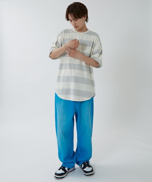 improves(インプローブス)の「ワイドボーダー オーバーサイズ 半袖Tシャツ(Tシャツ/カットソー・メンズ・グレー/チャコール/ブラック・X-LARGE/LARGE/MEDIUM)」の12枚目の写真