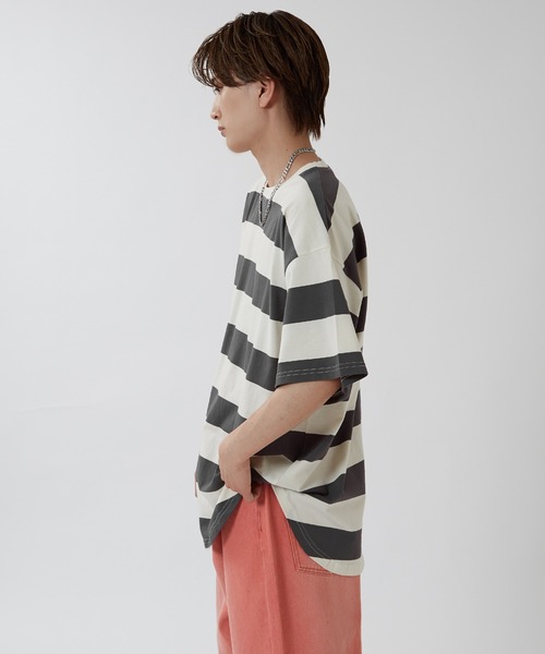 improves(インプローブス)の「ワイドボーダー オーバーサイズ 半袖Tシャツ(Tシャツ/カットソー・メンズ・グレー/チャコール/ブラック・X-LARGE/LARGE/MEDIUM)」の7枚目の写真