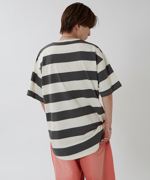 improves(インプローブス)の「ワイドボーダー オーバーサイズ 半袖Tシャツ(Tシャツ/カットソー・メンズ・グレー/チャコール/ブラック・X-LARGE/LARGE/MEDIUM)」の8枚目の写真