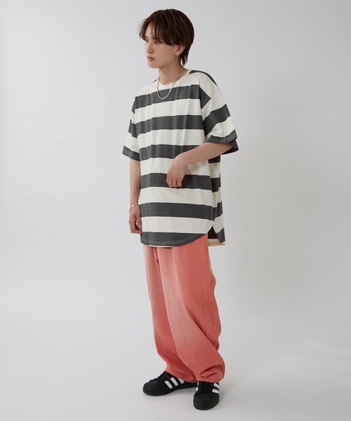 improves(インプローブス)の「ワイドボーダー オーバーサイズ 半袖Tシャツ(Tシャツ/カットソー・メンズ・グレー/チャコール/ブラック・X-LARGE/LARGE/MEDIUM)」の9枚目の写真