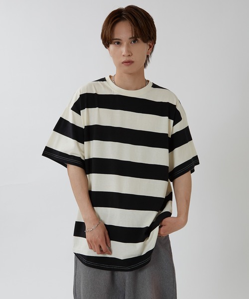 improves(インプローブス)の「ワイドボーダー オーバーサイズ 半袖Tシャツ(Tシャツ/カットソー・メンズ・グレー/チャコール/ブラック・X-LARGE/LARGE/MEDIUM)」の16枚目の写真