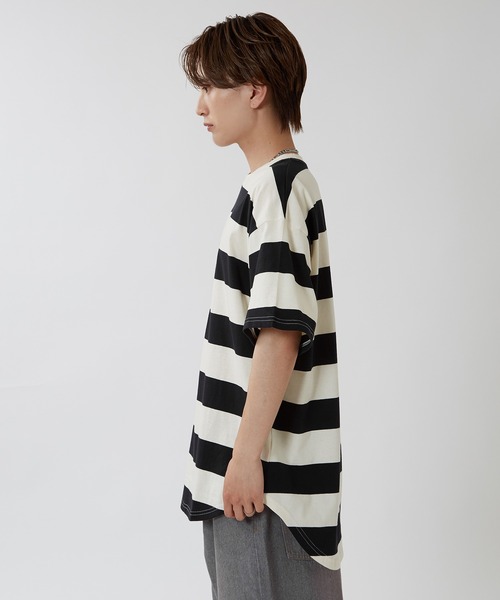 improves(インプローブス)の「ワイドボーダー オーバーサイズ 半袖Tシャツ(Tシャツ/カットソー・メンズ・グレー/チャコール/ブラック・X-LARGE/LARGE/MEDIUM)」の17枚目の写真