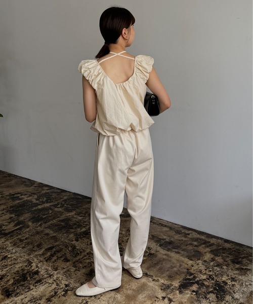 Amiur(エミレ)の「cloud back ribbon tops / クラウドバックリボントップス(Tシャツ/カットソー・レディース・クリーム/ホワイト/ブラック・FREE)」の7枚目の写真