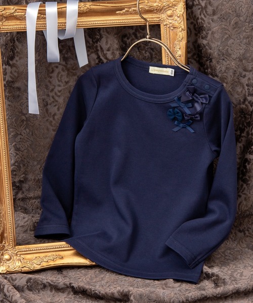 panpantutu（パンパンチュチュ）の「リボンパレードトップス(長袖)(80-130cm)（Tシャツ/カットソー・キッズ・ネイビー/レッド/アイボリー/ブラック/サーモンピンク・80ｃｍ/120cm/130cm/100cm/110cm/90cm）」の3枚目の写真