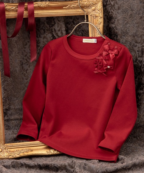 panpantutu（パンパンチュチュ）の「リボンパレードトップス(長袖)(80-130cm)（Tシャツ/カットソー・キッズ・ネイビー/レッド/アイボリー/ブラック/サーモンピンク・80ｃｍ/120cm/130cm/100cm/110cm/90cm）」の5枚目の写真