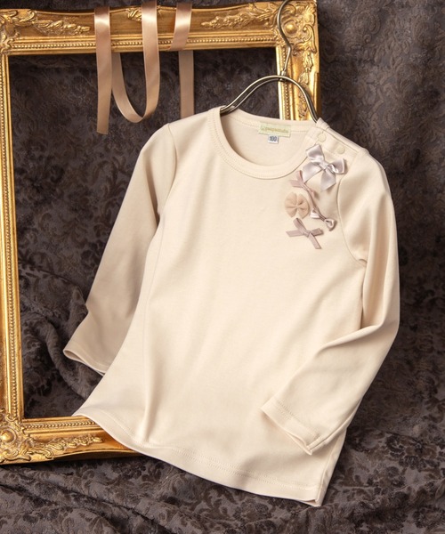 panpantutu（パンパンチュチュ）の「リボンパレードトップス(長袖)(80-130cm)（Tシャツ/カットソー・キッズ・ネイビー/レッド/アイボリー/ブラック/サーモンピンク・80ｃｍ/120cm/130cm/100cm/110cm/90cm）」の2枚目の写真