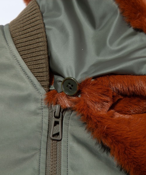 F/CE. （エフシーイー）の「F/CE. BOA COLLAR MA-1 JACKET / エフシーイー ボアカラー MA-1 ジャケット（MA-1・レディース・ブラック/オリーブ・SMALL/MEDIUM）」の8枚目の写真
