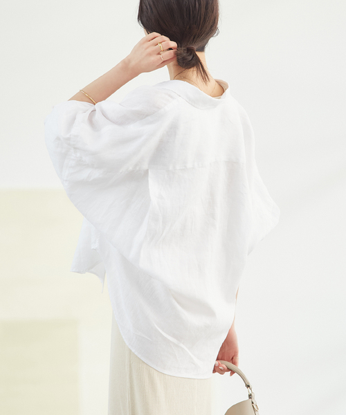 plage(プラージュ)の「《追加》Linen Short シャツ(シャツ/ブラウス・レディース・サックスブルー/ベージュ系その他/ホワイト・FREE)」の11枚目の写真