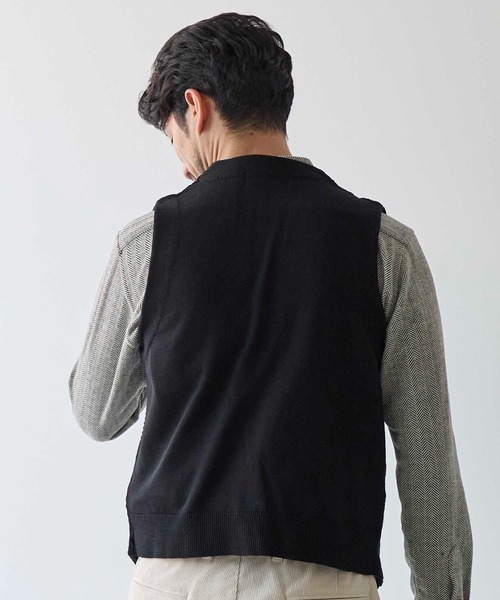 UNION STATION（ユニオンステーション）の「ハイゲージウールブレンド ニットジレ（ベスト・メンズ・ブラック/ダークネイビー・L/M）」の5枚目の写真