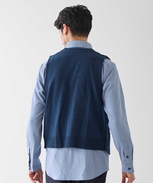 UNION STATION（ユニオンステーション）の「ハイゲージウールブレンド ニットジレ（ベスト・メンズ・ブラック/ダークネイビー・L/M）」の9枚目の写真