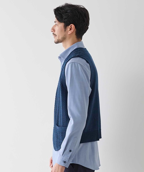 UNION STATION（ユニオンステーション）の「ハイゲージウールブレンド ニットジレ（ベスト・メンズ・ブラック/ダークネイビー・L/M）」の10枚目の写真