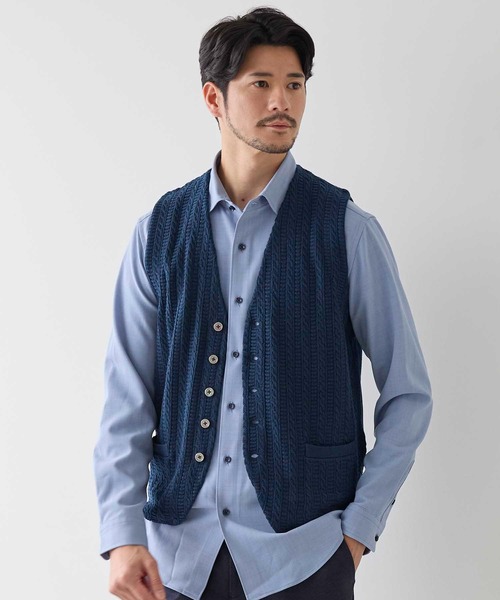 UNION STATION（ユニオンステーション）の「ハイゲージウールブレンド ニットジレ（ベスト・メンズ・ブラック/ダークネイビー・L/M）」の11枚目の写真